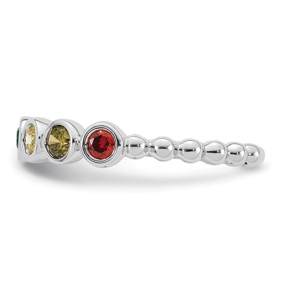 14k White Gold 6 Genuine Birthstone Mother's Ring