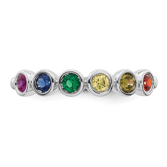 14k White Gold 6 Genuine Birthstone Mother's Ring