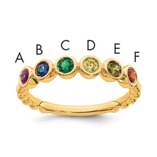 14k 6 Synthetic Birthstone Mother's Ring