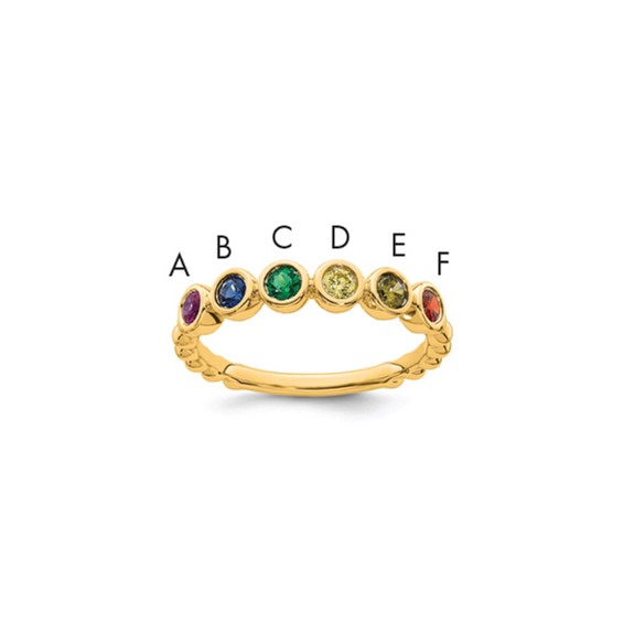 14k 6 Synthetic Birthstone Mother's Ring