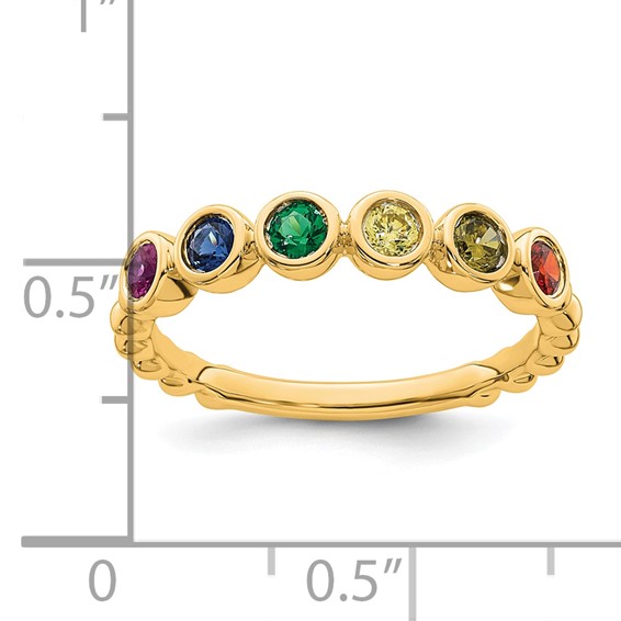 14k 6 Synthetic Birthstone Mother's Ring