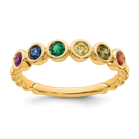 14k 6 Synthetic Birthstone Mother's Ring