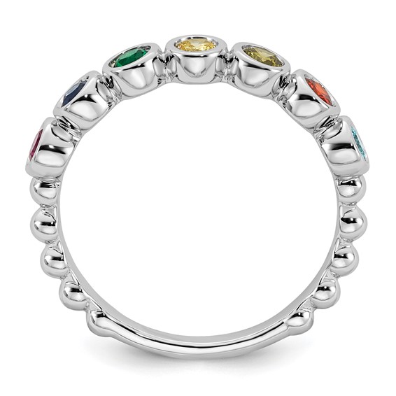 14k White Gold 7 Birthstone Mother's Ring Mounting