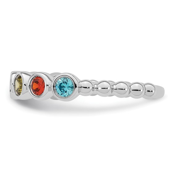 14k White Gold 7 Birthstone Mother's Ring Mounting