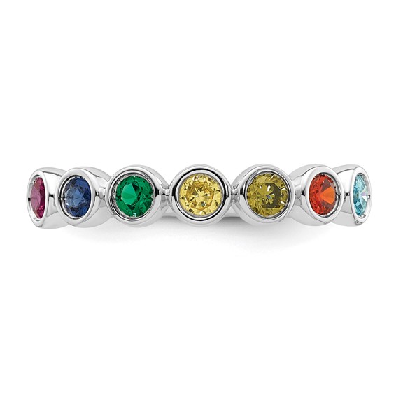 14k White Gold 7 Birthstone Mother's Ring Mounting
