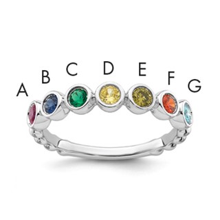 14k White Gold 7 Birthstone Mother's Ring Mounting