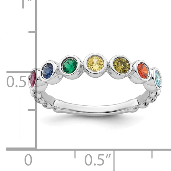 14k White Gold 7 Birthstone Mother's Ring Mounting