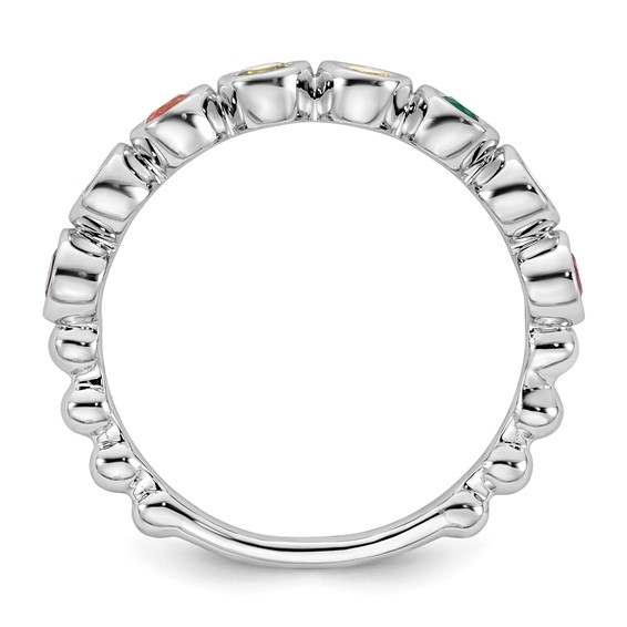 14k White Gold 8 Birthstone Mother's Ring