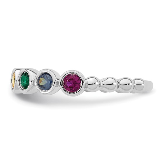 14k White Gold 8 Birthstone Mother's Ring