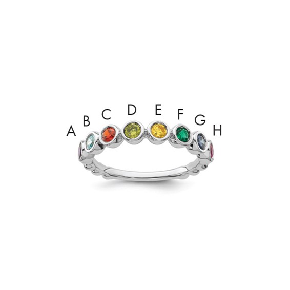 14k White Gold 8 Birthstone Mother's Ring