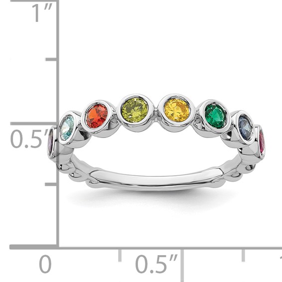 14k White Gold 8 Birthstone Mother's Ring