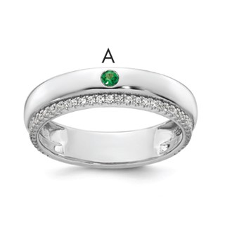 14k WG 1 Birthstone and Diamond Mother's Ring Semi-mount
