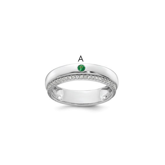 14k WG 1 Birthstone and Diamond Mother's Ring Semi-mount