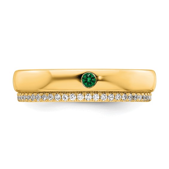 14k 1 Synthetic Birthstone and Diamond Mother's Ring