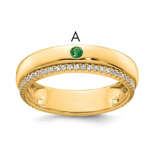 14k 1 Synthetic Birthstone and Diamond Mother's Ring