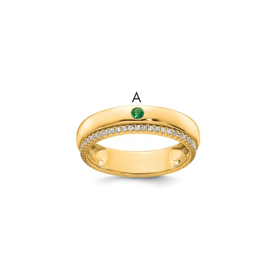 14k 1 Synthetic Birthstone and Diamond Mother's Ring