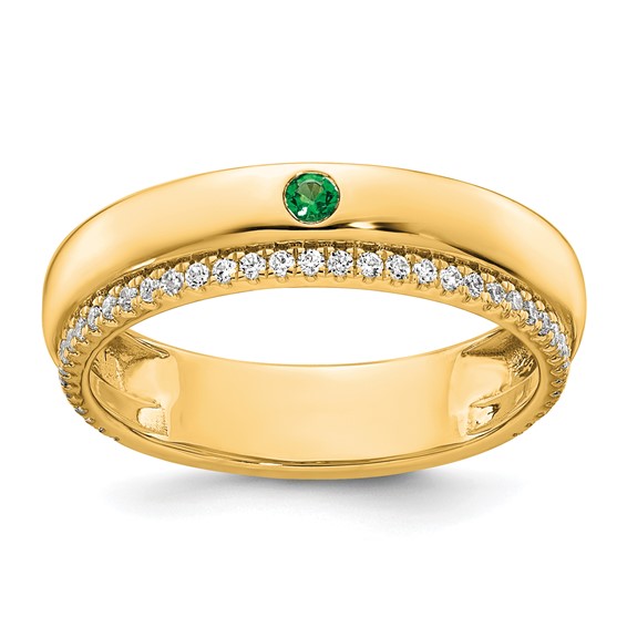 14k 1 Synthetic Birthstone and Diamond Mother's Ring