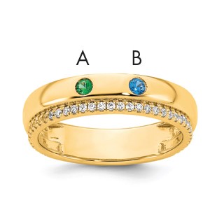 14k 2 Synthetic Birthstone and Diamond Mother's Ring