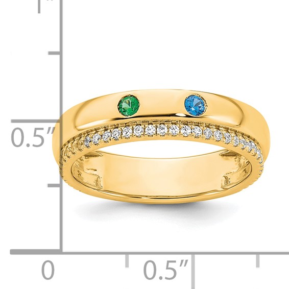 14k 2 Synthetic Birthstone and Diamond Mother's Ring