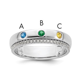 14k WG 3 Birthstone and Diamond Mother's Ring Semi-mount