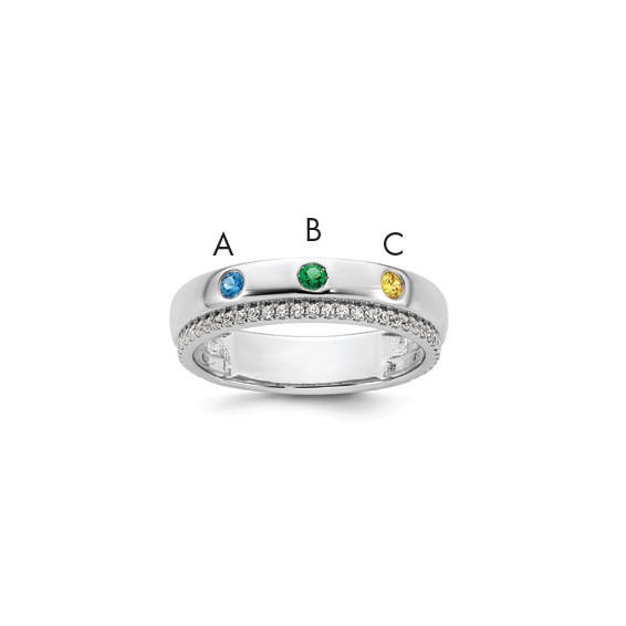 14k WG 3 Birthstone and Diamond Mother's Ring Semi-mount