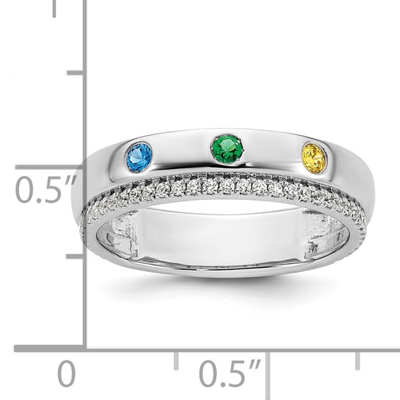 14k WG 3 Birthstone and Diamond Mother's Ring Semi-mount