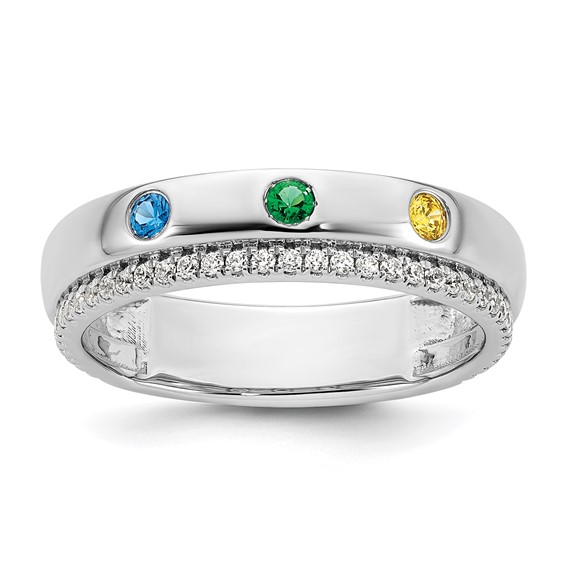 14k WG 3 Birthstone and Diamond Mother's Ring Semi-mount