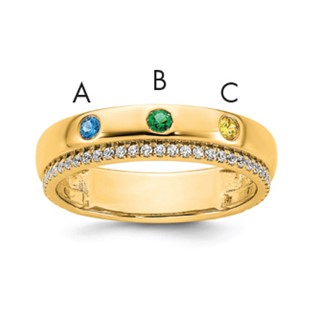 14k 3 Genuine Birthstone and Diamond Mother's Ring