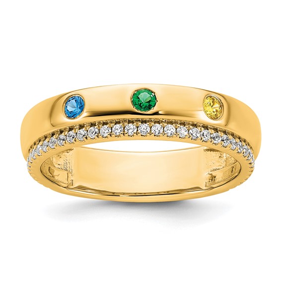 14k 3 Synthetic Birthstone and Diamond Mother's Ring
