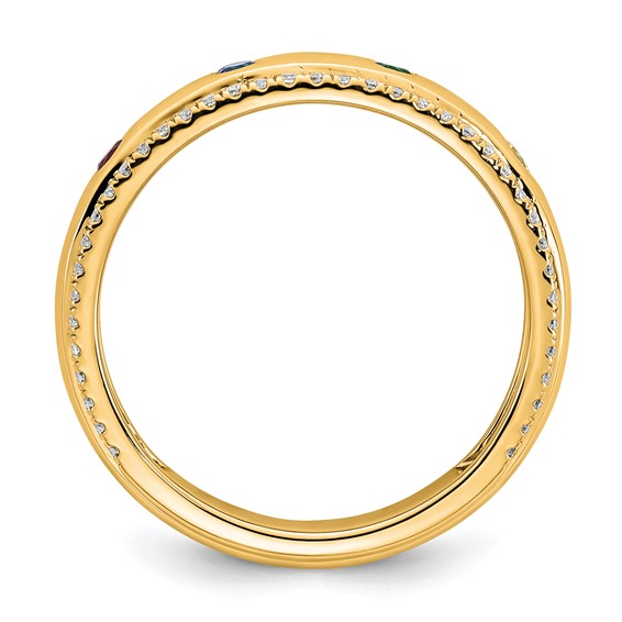 14k 4 Synthetic Birthstone and Diamond Mother's Ring