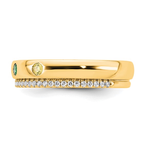 14k 4 Synthetic Birthstone and Diamond Mother's Ring