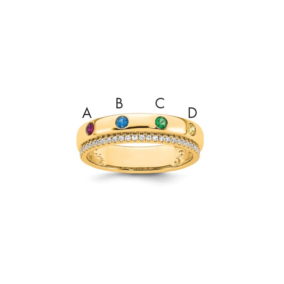 14k 4 Synthetic Birthstone and Diamond Mother's Ring