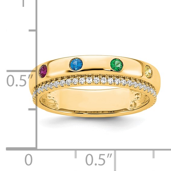14k 4 Synthetic Birthstone and Diamond Mother's Ring