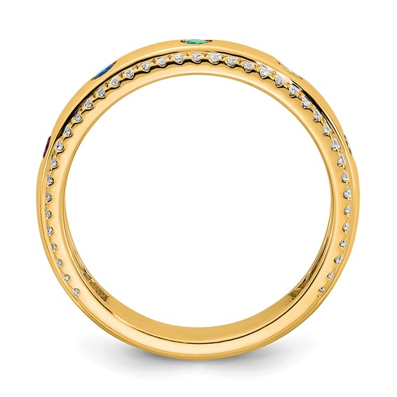 14k 5 Genuine Birthstone and Diamond Mother's  Ring