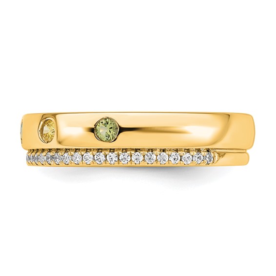14k 5 Genuine Birthstone and Diamond Mother's  Ring