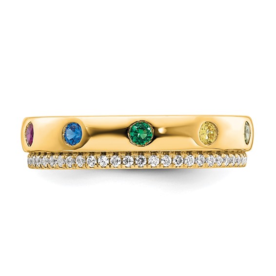 14k 5 Genuine Birthstone and Diamond Mother's  Ring