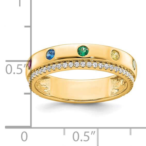 14k 5 Genuine Birthstone and Diamond Mother's  Ring