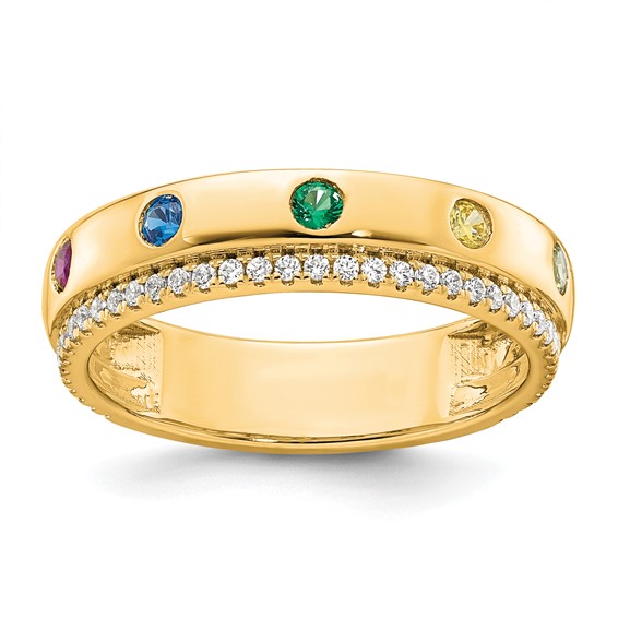 14k 5 Genuine Birthstone and Diamond Mother's  Ring