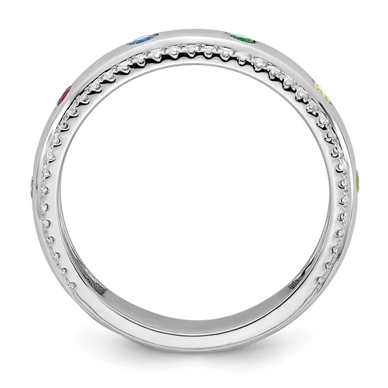 14k WG 6 Birthstone and Diamond Mother's Ring Semi-mount