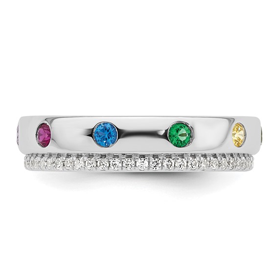 14k WG 6 Birthstone and Diamond Mother's Ring Semi-mount
