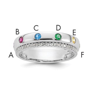 14k WG 6 Birthstone and Diamond Mother's Ring Semi-mount