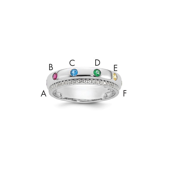 14k WG 6 Birthstone and Diamond Mother's Ring Semi-mount