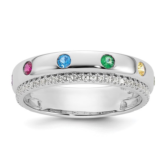 14k WG 6 Birthstone and Diamond Mother's Ring Semi-mount