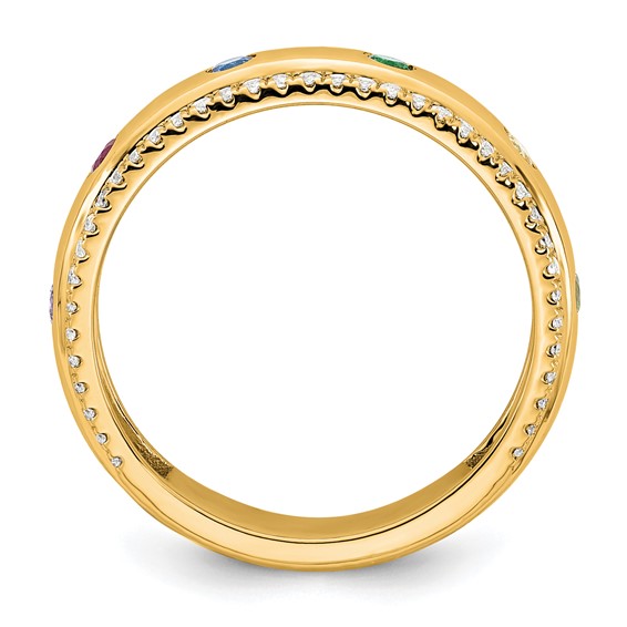 14k 6 Genuine Birthstone and Diamond Mother's Ring