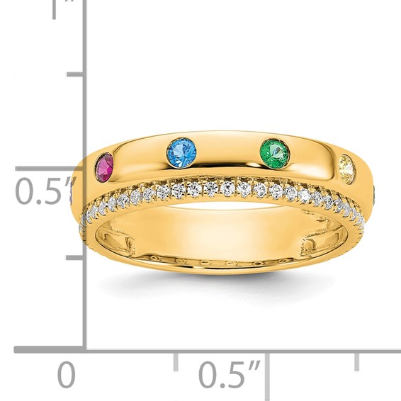 14k 6 Genuine Birthstone and Diamond Mother's Ring