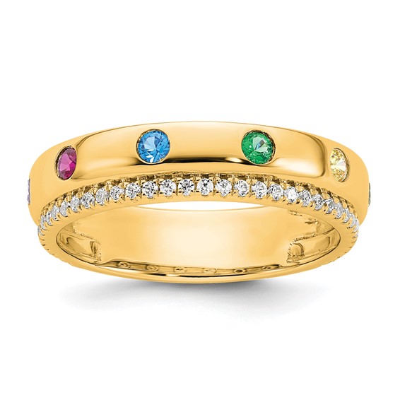 14k 6 Genuine Birthstone and Diamond Mother's Ring