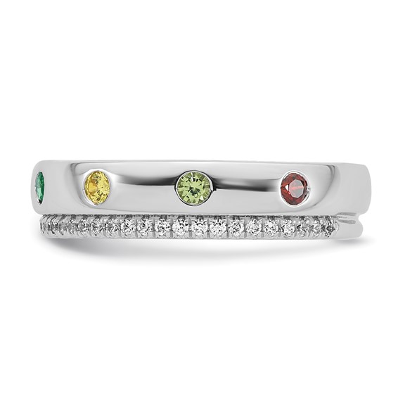 14k WG 7 Birthstone and Diamond Mother's Ring Semi-mount