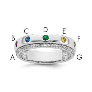 14k WG 7 Synthetic Birthstone and Diamond Mother's Ring