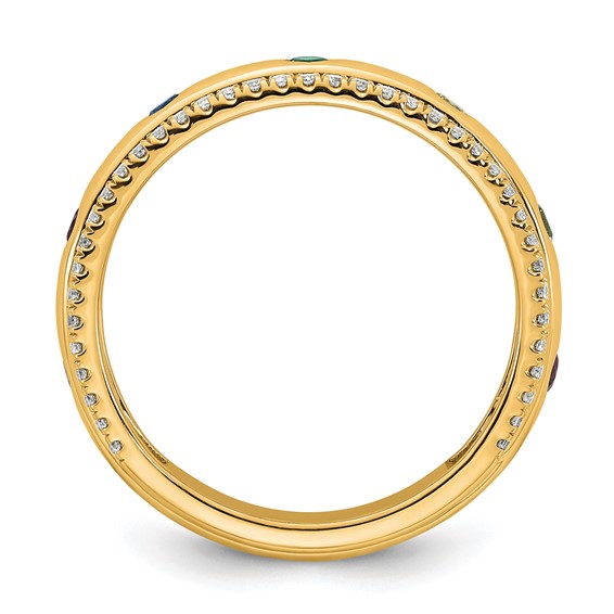 14k 7 Synthetic Birthstone and Diamond Mother's Ring