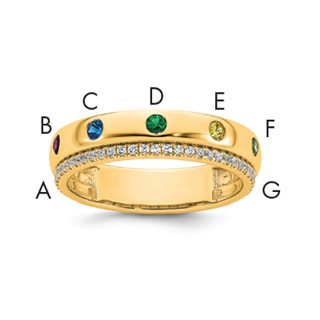 14k 7 Synthetic Birthstone and Diamond Mother's Ring